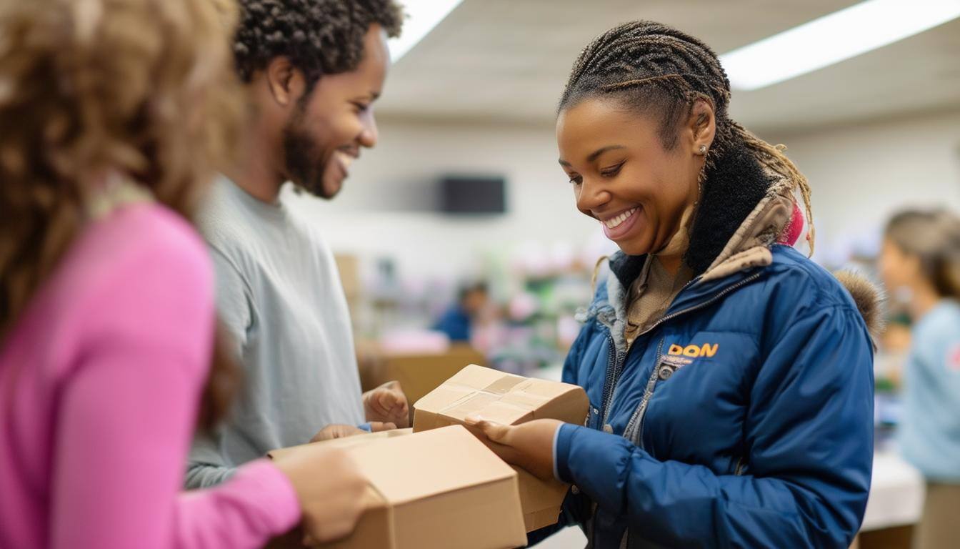 volunteer donating to an organization